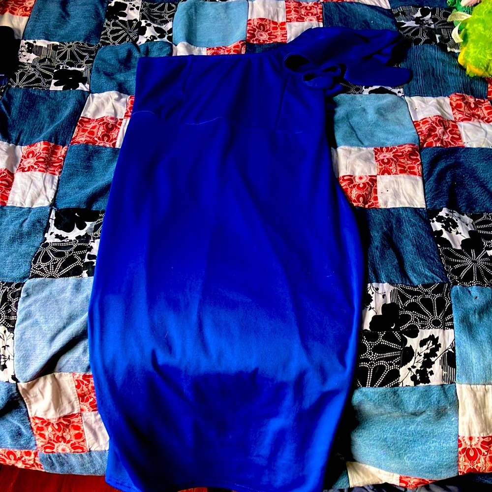 Royal blue one strapped dress, mm